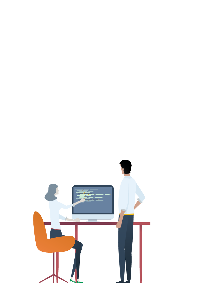 graphic of man and woman on computer